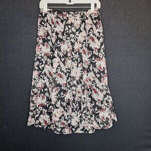 💙 Abercrombie & Fitch Floral Pull On Midi Skirt Size M Lightweight Preppy Casua